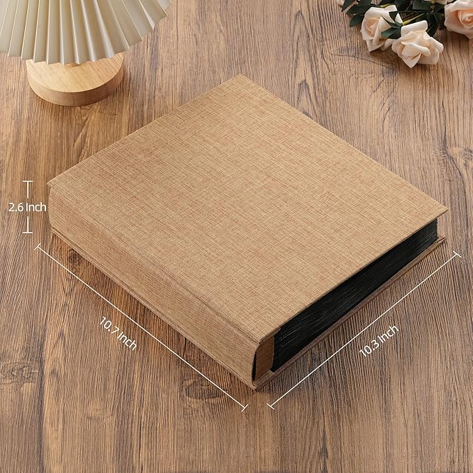 potricher Small 8x10 Photo Album 160 Pockets Linen Cover Large Capacity Picture Book for Family Wedding Anniversary and Baby (Khaki)