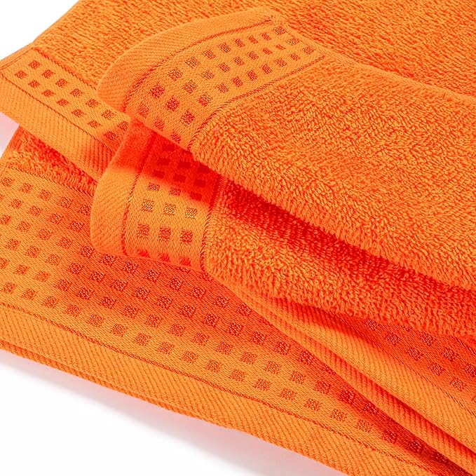 GLAMBURG 100% Cotton Oversized 2 Pack Bath Sheets 35x70, Ultra Soft Highly Absorbant Compact Quickdry & Lightweight Large Bath Sheet Set, Ideal for Gym Travel Camp Pool - Orange