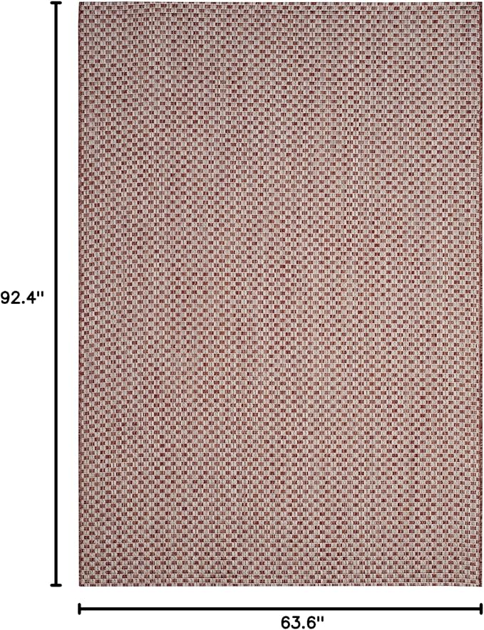 SAFAVIEH Washable Rug Outdoor Courtyard Collection - 5'3" x 7'7", Rust & Light Grey, Non-Shedding & Easy Cleaning, Ideal for Patio, Backyard, Mudroom (CY8653-36521)