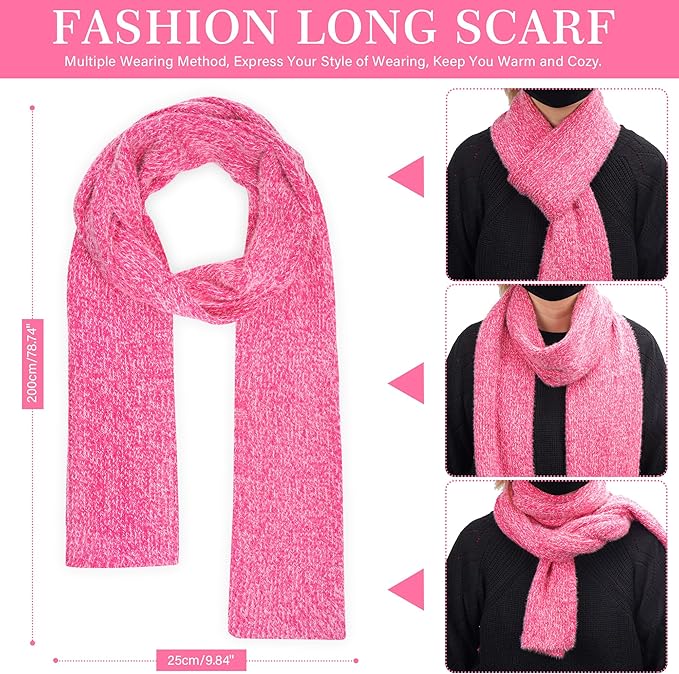Womens Winter Warm Knit Beanie Hat Touchscreen Gloves Long Neck Scarf Set with Fleece Lined Skull Caps Gifts for Women