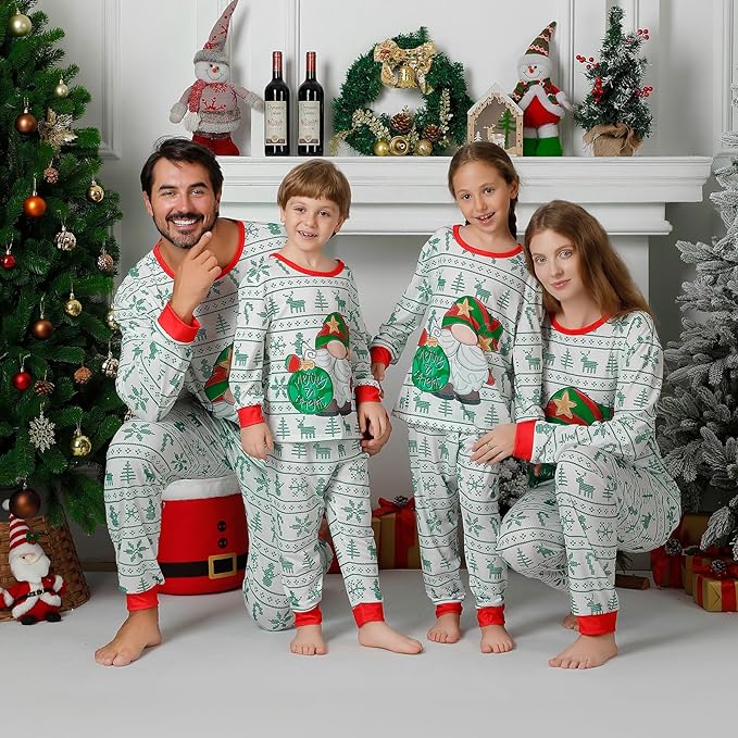 ANGELGGH Matching Christmas Pajamas for Family, Cute Vacation PJs Sets for Couples/Women/Men, Xmas 2 Piece Jammies Sleepwear