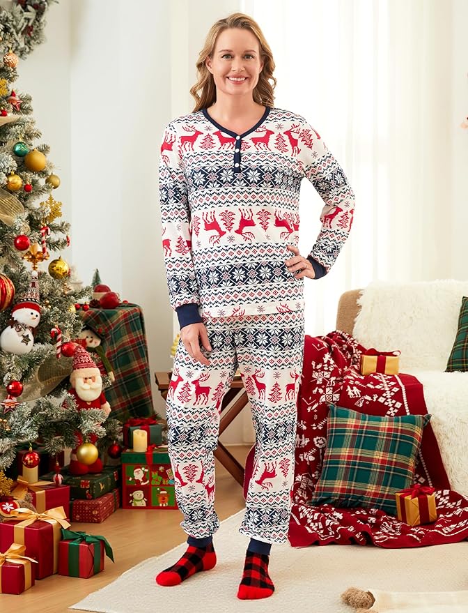 PATPAT Christmas Family Matching Pajama Sets Includes Christmas Socks - Perfect for Family Photos & Holiday Celebrations