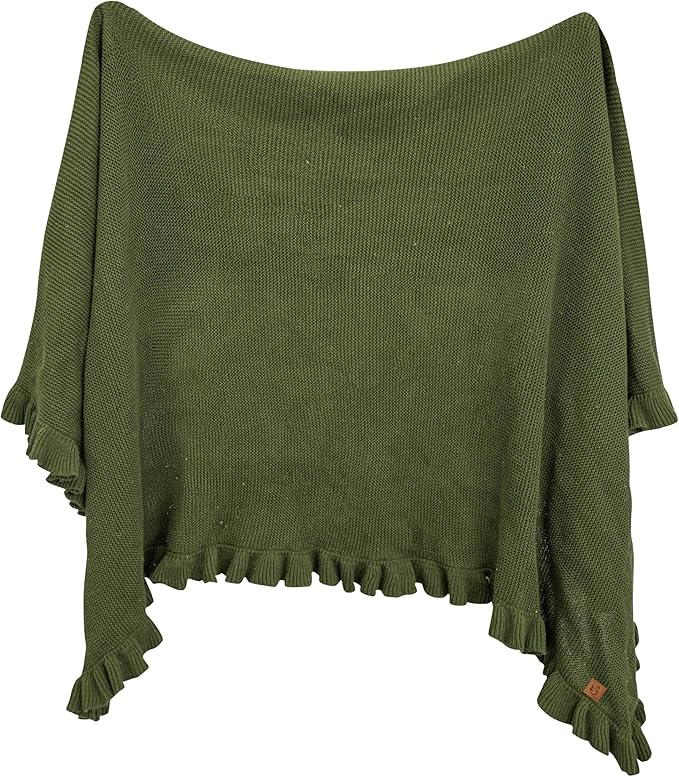 Ruffle Knit Blanket for Baby - 100% Luxury Soft Cotton Knit Warm Cozy Cuddle Stroller Crib Blanket for Newborns, Infants, & Toddlers (Forest Green)