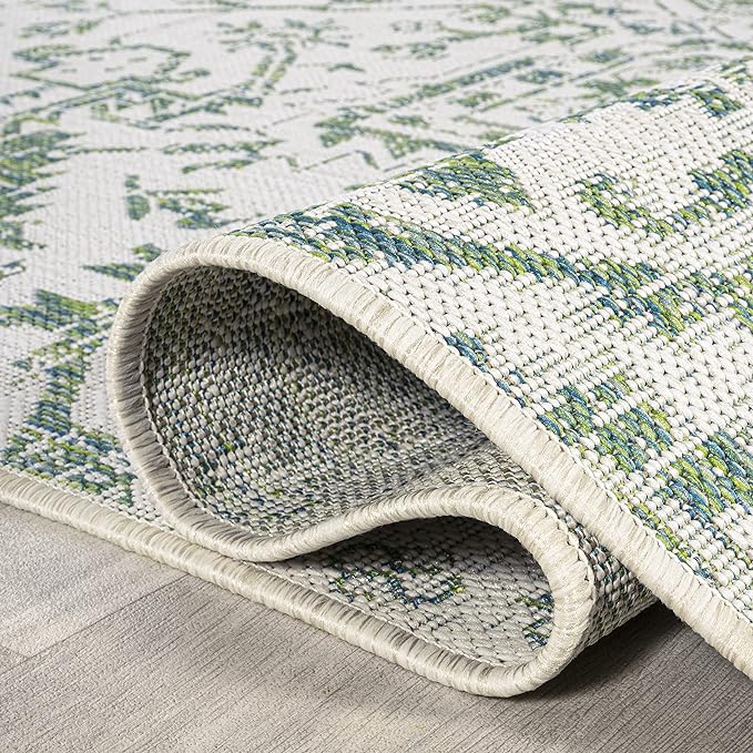 JONATHAN Y Boho Medallion Indoor Outdoor Area Rug 8X10 Green/Cream, Estrella Textured Weave for Backyard, Patio, Porch, Easy-Cleaning, High Traffic, Pet-Friendly, Non-Shedding (SMB105G-8)