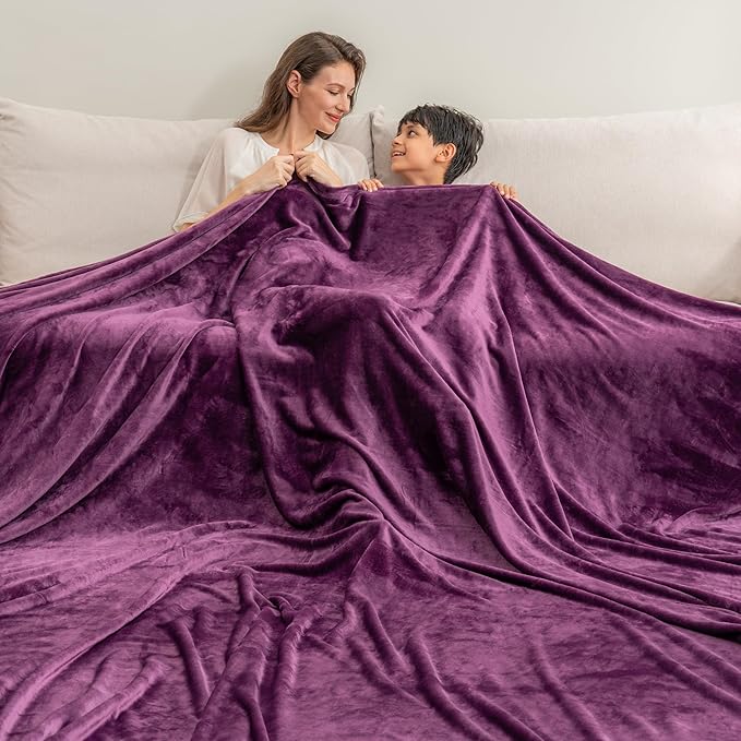 Berkshire Blanket VelvetLoft Big Oversized King Family Blanket, All Season Mid-Weight Ultra Silky and Fuzzy, Seamless Extra Large (Eggplant, 120x120 Inches)