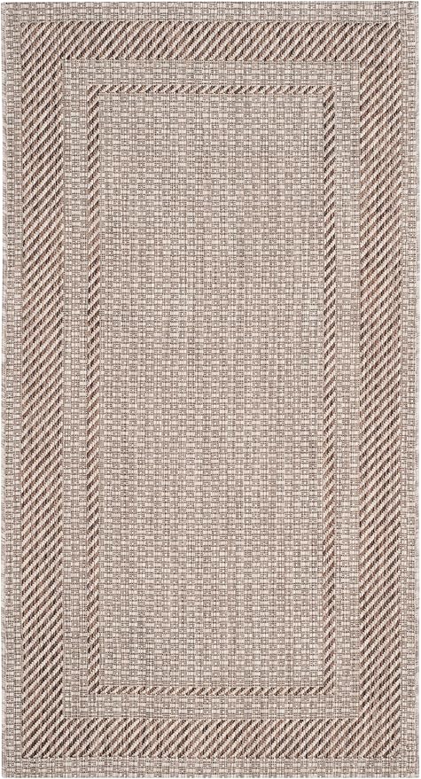 SAFAVIEH Courtyard Collection 2'7" x 5' Beige/Brown CY8477 Indoor/ Outdoor Waterproof Easy Cleaning Patio Backyard Mudroom Accent Rug