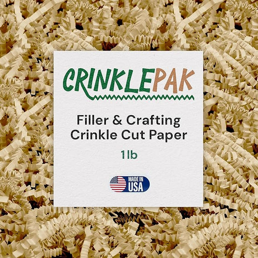 1LB USA Made Ivory Crinkle Paper Filler | Great Shredded Paper For Gift Baskets, Shipping Packages, Gift Box Filler, Basket Filler, Birthdays, Weddings, Anniversaries | Ivory Crinkle Shred