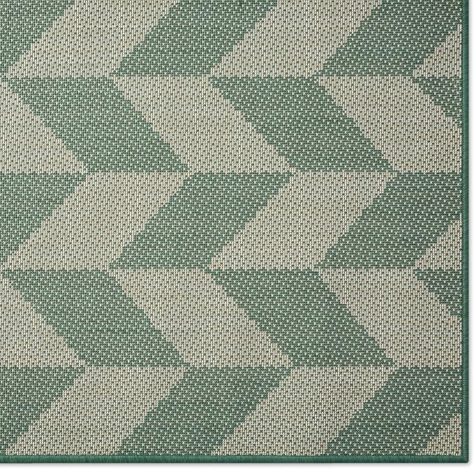 Nicole Miller New York Patio Country Calla Contemporary Herringbone Indoor/Outdoor Area Rug, Beige/Green, 7'9"x10'2"