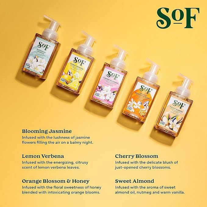 SoF Hydrating Foaming Hand Wash - With Organic Agave Nectar & Coconut Oil- Vegan & Non GMO- Free From Phthalates, Sulfates & Parabens- Variety Pack - 8 oz Bottle 6 Pack