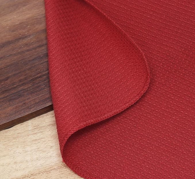 PurpleEssences Dish Cloths and Dish Rags - 6 Pack Waffle Weave Solid Kitchen Dish Wash Cloths, 100% Cotton, 12 x 12 Inches, Ultra Soft Absorbent Quick Drying - Christmas Holiday Winter - Red
