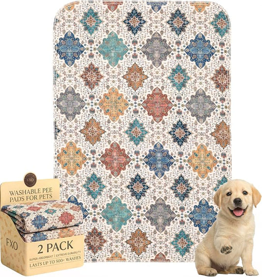 Washable Pee Pads for Dogs,Great Urine Absorbent Reusable Puppy Training Pads,Waterproof,Leak-Proof & Non-Slip Potty Pads for Whelping,Crate,Playpen,Bed.(Colorful Day,24"x36")