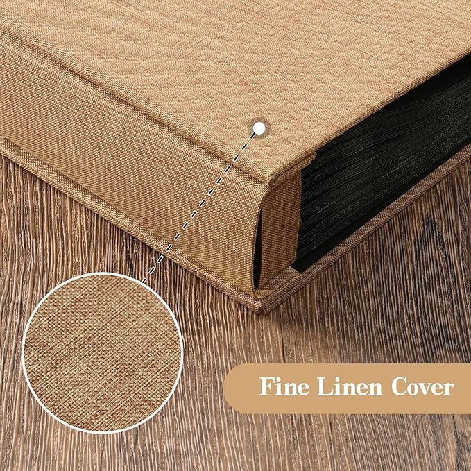 potricher Small 8x10 Photo Album 160 Pockets Linen Cover Large Capacity Picture Book for Family Wedding Anniversary and Baby (Khaki)