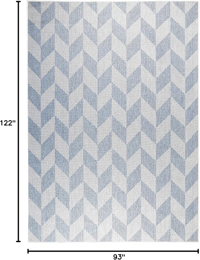 Nicole Miller New York Patio Country Calla Contemporary Herringbone Indoor/Outdoor Area Rug, Blue/Grey, 7'9"x10'2"