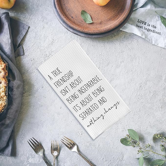 Friendship Quote Kitchen Towels, Friendship Gifts for Women Men Friends, Long Distance Friendship Gifts, Bestie BFF Gifts, Best Friend Birthday Gifts for Women Men, 16x24 Inch