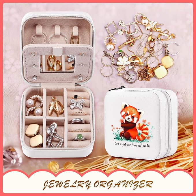 Red Panda Jewelry Box, Gifts For Teens Girls, Red Panda Lovers Stuff Items Accessories Things Merchandise Decor Merch, Travel Ring Earrings Necklace Organizer Holder!