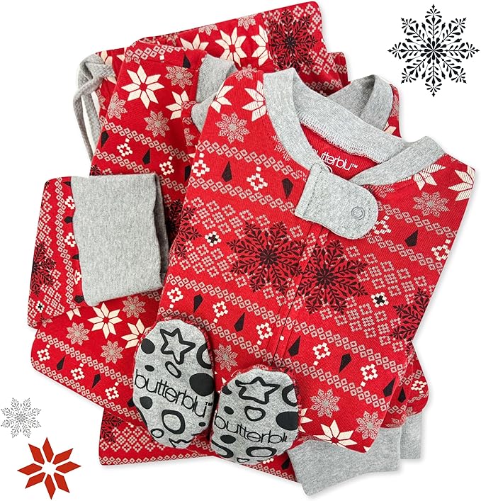 JAMIE Matching Family Jammies Holiday Pajamas 100% Organic Cotton PJs Adults, Kids, Toddlers, Baby, Pets