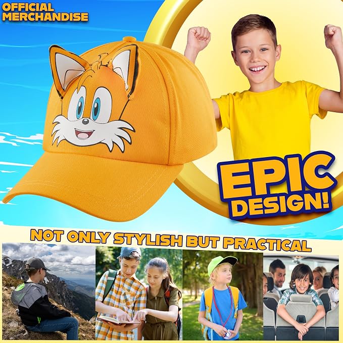 Sonic the Hedgehog Boys Baseball Cap Kids Sun Hat for Summer Beach Outdoor Play Cotton Ball Cap Gifts for Boys