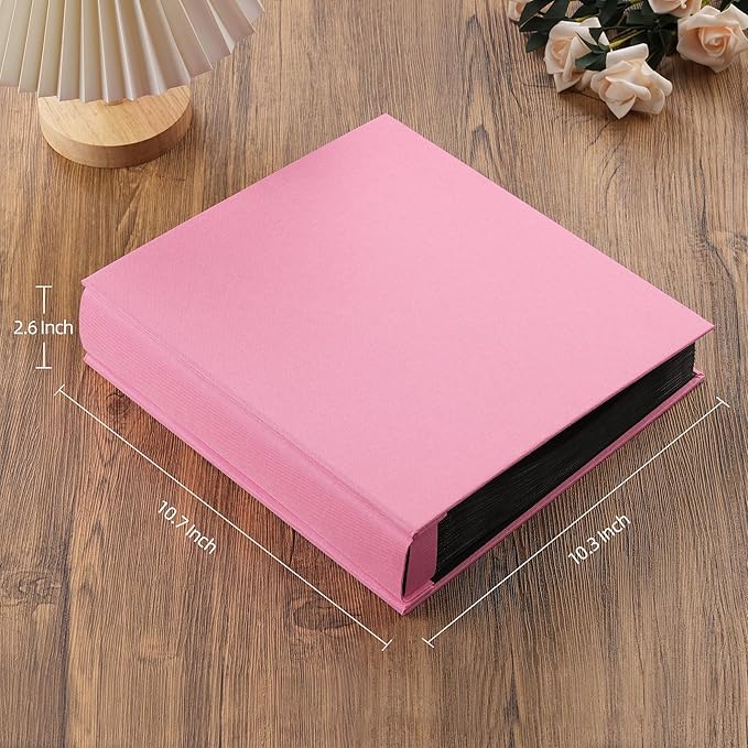 potricher Small 8x10 Photo Album 160 Pockets Linen Cover Large Capacity Picture Book for Family Wedding Anniversary and Baby (Pink)