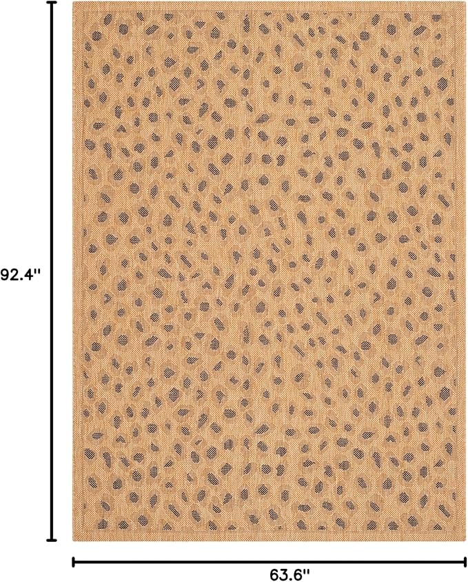 SAFAVIEH Courtyard Collection CY6104 Indoor/ Outdoor Non-Shedding Easy-Cleaning Patio Backyard Porch Deck Mudroom Area-Rug, 5'3" x 7'7", Natural / Gold