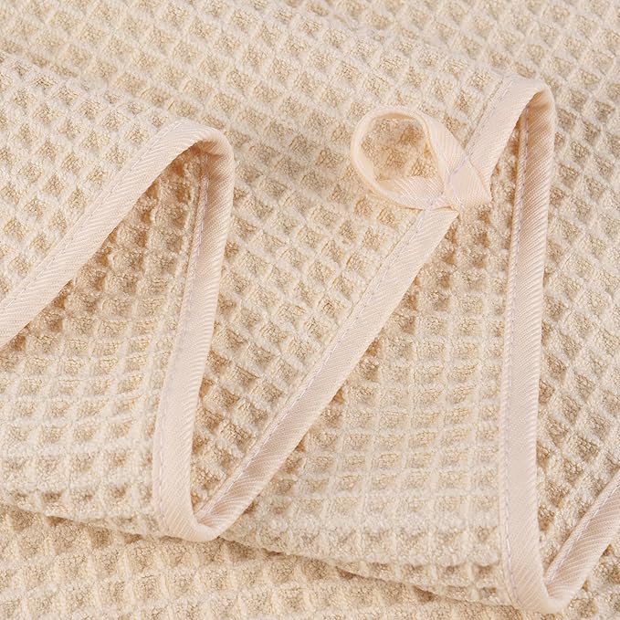 POLYTE Oversize, 60 x 30 in., Quick Dry Lint Free Microfiber Bath Towel Set, 6 Piece (Waffle Weave)