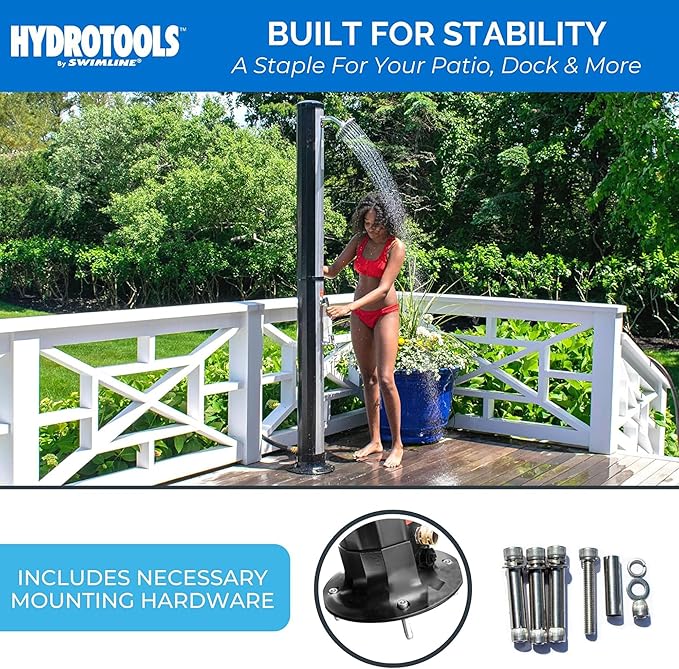 SWIMLINE HYDROTOOLS 7ft Niagara Rainfall Solar Outdoor Shower w/ 10 Gal. Tank & Foot Wash