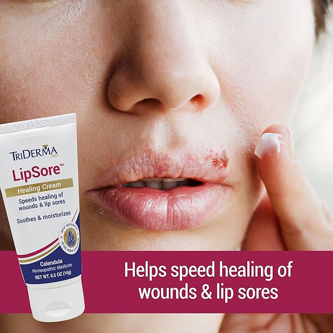 TriDerma LipSore Healing Cream, FSA Eligible, Calendula, AP4 Aloe Vera Gel - 0.5 oz