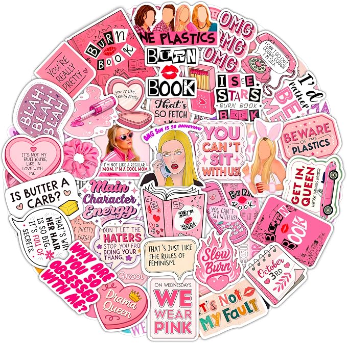 100Pcs Burn Book Stickers for Laptop, Waterbottle - Burn Book Party Decorations & Favors - Gift for Women & Men