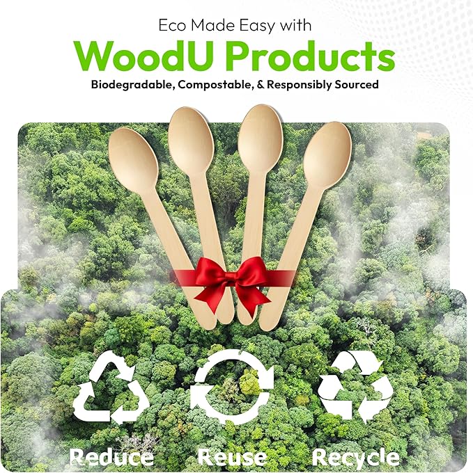 Custom Disposable Wooden Spoons 6.25" – Personalized Biodegradable Spoon for Events, Parties & Catering | Eco-Friendly Custom Name Spoons | Customizable Wooden Cutlery for Weddings & Special Occasions
