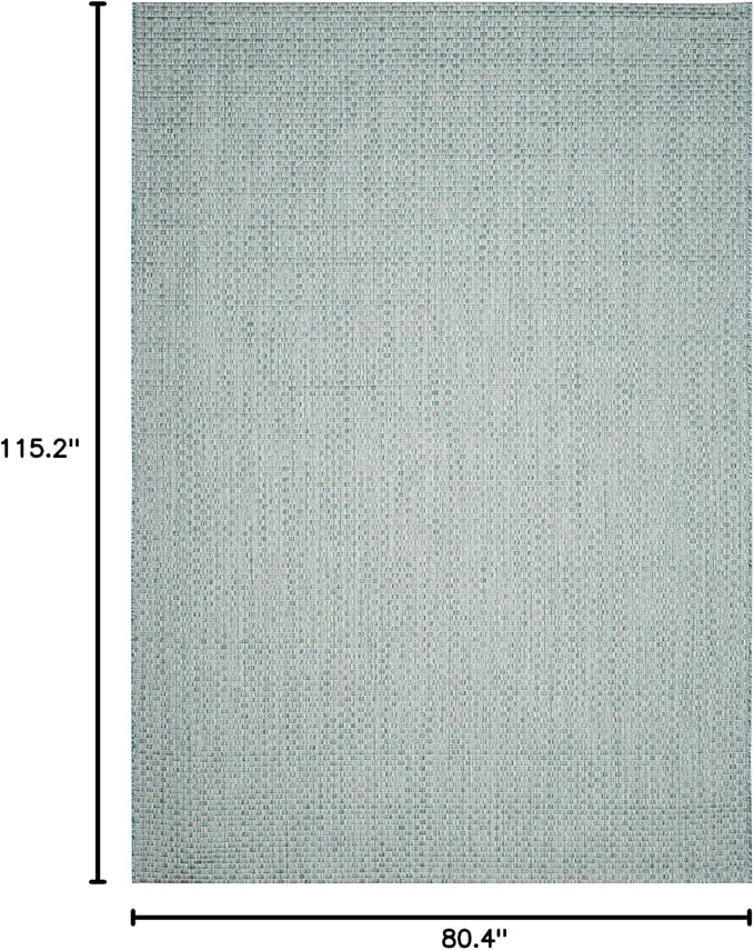 SAFAVIEH Washable Rug Outdoor Courtyard Collection - 6'7" x 9'6", Light Blue & Light Grey, Non-Shedding & Easy Cleaning, Ideal for Patio, Backyard, Mudroom (CY8653-37121)