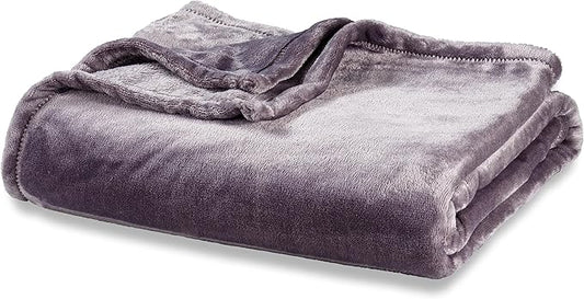 Berkshire Blanket Classic VelvetLoft® Solid Bed Blanket Twin Size, Lightweight Soft Fuzzy Plush Blanket for Bed and Couch, Grey Heron, 60x92 Inches