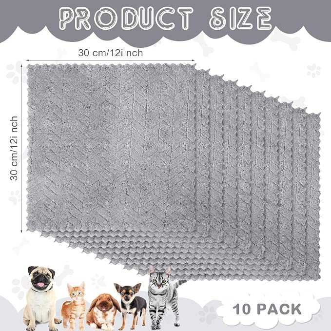 VitalCozy 10 Pcs Guinea Pig Cage Liners Washable Rat Bedding for Guinea Pigs Controlling Absorbent Waterproof Pee Pads Blanket for Rabbits Hamster Small Animal Chinchilla (Wheat,12x12 Inch,Gray)