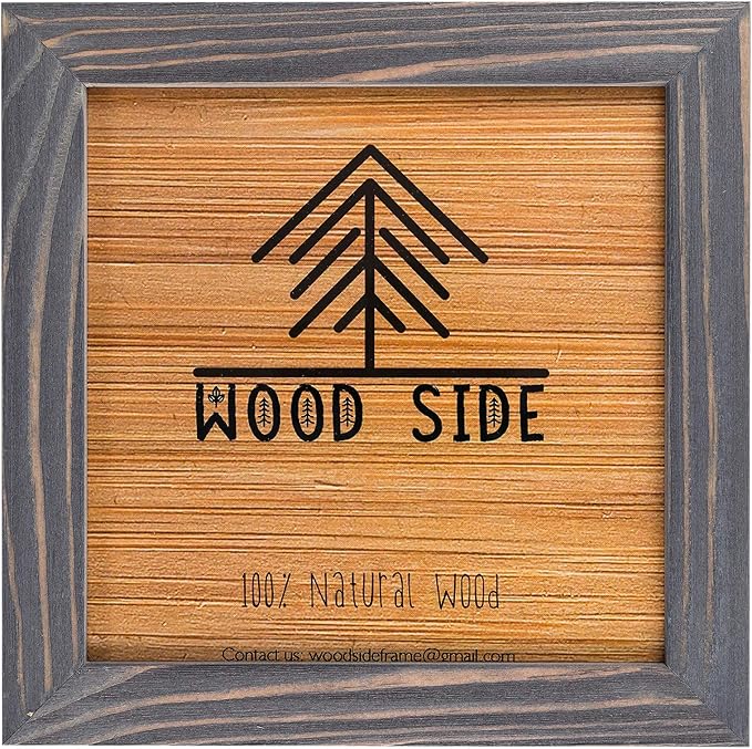 Rustic Wooden Square Pucture Frames 8x8 - Set of 2-100% Natural Eco Washed Wood with Real Glass for Wall Mounting and Tabletop Photo Frame - Grey
