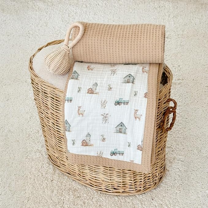 Personalized Baby Blanket with Name – Handmade 100% Organic Cotton Newborn Gift | Custom Knit Blanket for Boys, Girls, Kids & Baby Showers