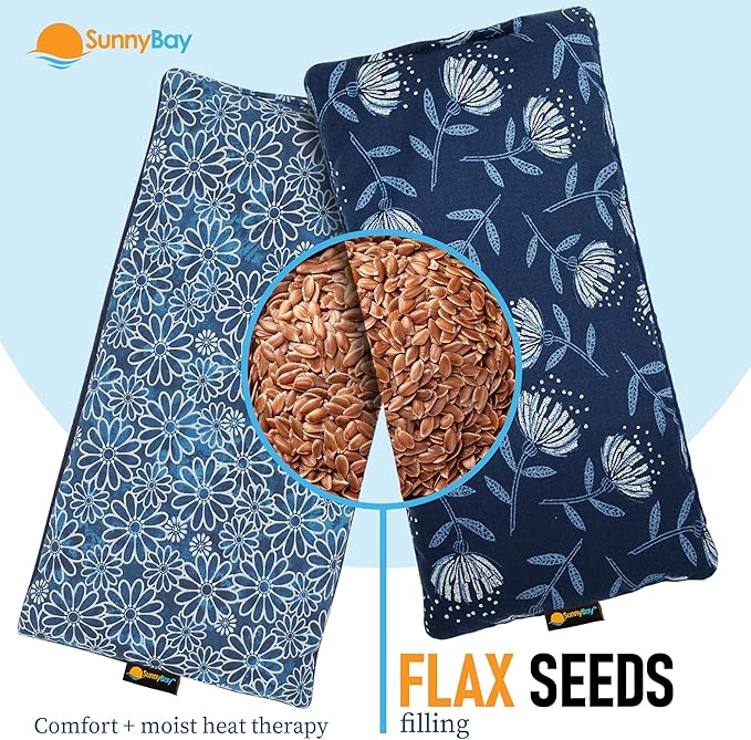 SunnyBay Small Microwave Heating Pad, Microwavable Versatile Heated Neck and Shoulder Wrap for Back Pain and More, Moist Heat Cotton-Fleece Pad, 6x11 Inches, Whispy and Royal Flower, Pack of 2
