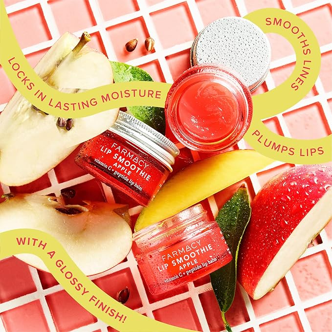 Farmacy Peptide Lip Smoothie - Hydrating Lip Balm with Vitamin C to Visibly Plump & Smooth Lines - Nourishing Treatment with a High-Gloss Finish - Apple (10g)