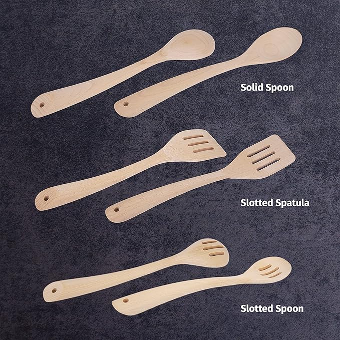 PrintSupremacy Beechwood Personalized Kitchen Utensils, Non Stick Wooden Kitchen Gadget Pan Cookware, Cook Gift Set for Holidays, Engraved Kitchen Stuff (Custom, 1 pc - Slotted Spoon)