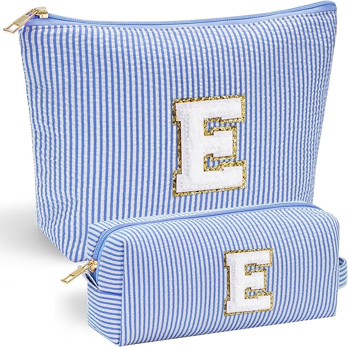 YOOLIFE Personalized Initial Makeup Bag - Travel Cosmetic Bag for Mom, Niece, Teen Girl Birthday Gifts