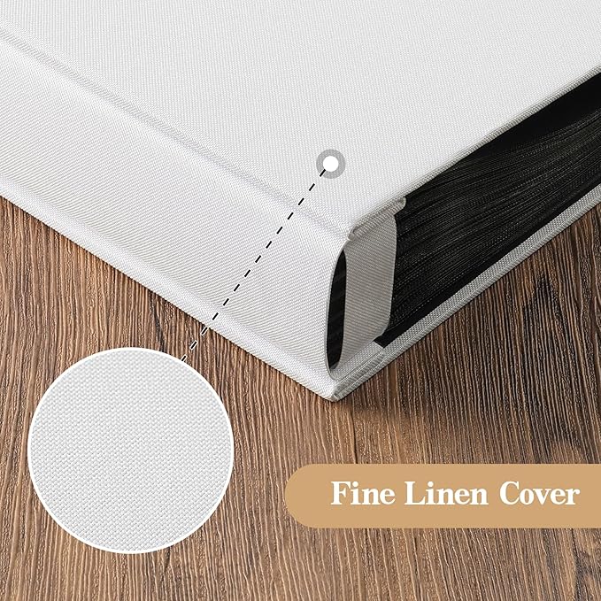 potricher Small 8x10 Photo Album 160 Pockets Linen Cover Large Capacity Picture Book for Family Wedding Anniversary and Baby (White)
