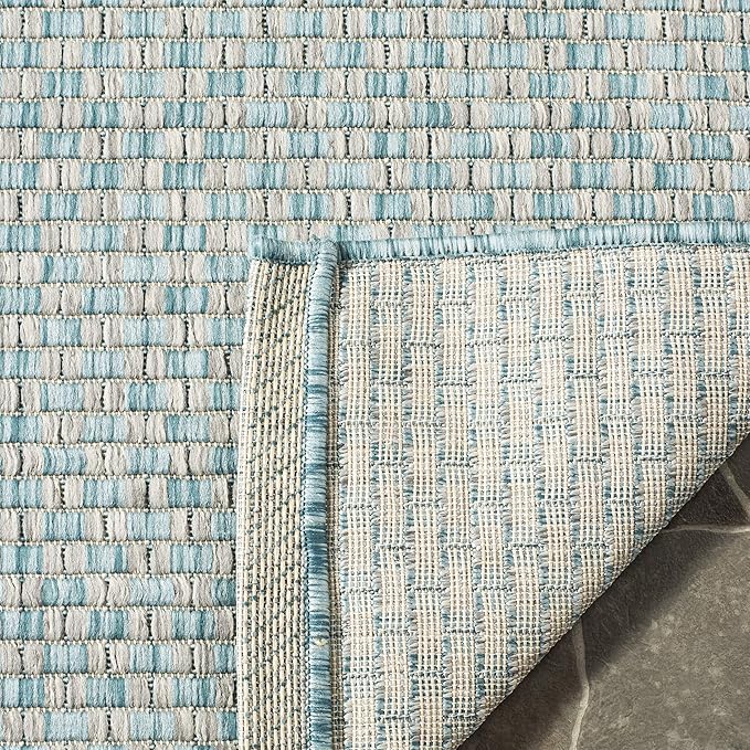 SAFAVIEH Courtyard Collection 8' x 11' Blue/Grey CY8653 Indoor/ Outdoor Patio Backyard Mudroom Area-Rug