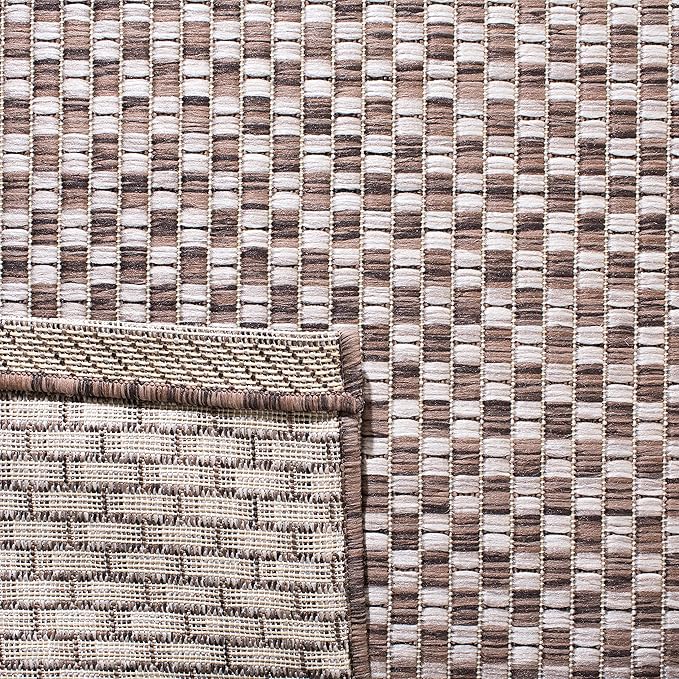 SAFAVIEH Washable Rug Outdoor Courtyard Collection - 2'3" x 10' Runner, Light Brown & Light Grey, Non-Shedding & Easy Cleaning, Ideal for Patio, Entryway, Mudroom, Hallway, Kitchen (CY8653-36321)