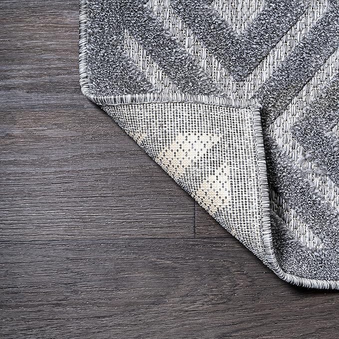 JONATHAN Y Diamond Trellis Indoor Outdoor Round Area Rug 5 Ft Dark Gray, Portmany Neutral for Backyard, Patio, Porch, Easy-Cleaning, High Traffic, Pet-Friendly, Non-Shedding (IBZ104A-5R)