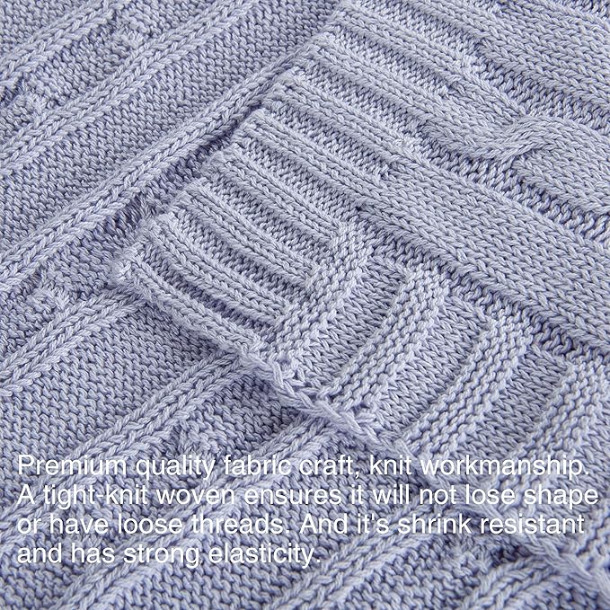 NTBAY 100% Pure Cotton Cable Knit Toddler Blanket, Super Soft Warm Breathable 30x40 Baby Blanket for Crib, Stroller, Nursery, Travel, Newborn, 30x40 Inches, Light Purple