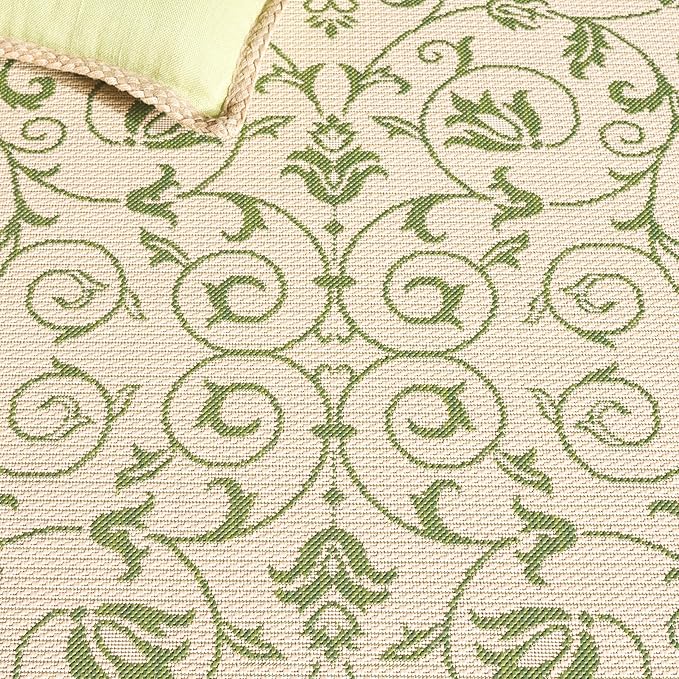 SAFAVIEH Washable Rug Outdoor Courtyard Collection - 2'7" x 5', Natural & Olive, Non-Shedding & Easy Cleaning, Ideal for Patio, Backyard, Mudroom (CY2098-1E01)