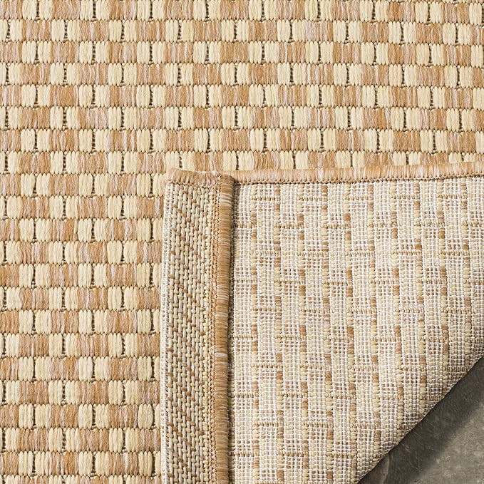 SAFAVIEH Washable Rug Outdoor Courtyard Collection - 2' x 3'7", Natural & Cream, Non-Shedding & Easy Cleaning, Ideal for Patio, Front Door, Entryway, Doormat (CY8653-03021)