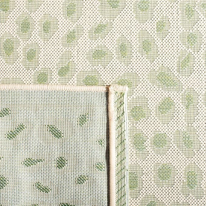 SAFAVIEH Washable Rug Outdoor Courtyard Collection - 8' x 10', Beige & Green, Non-Shedding & Easy Cleaning, Ideal for Patio, Backyard, Mudroom, Dining Space (CY6104-45312)
