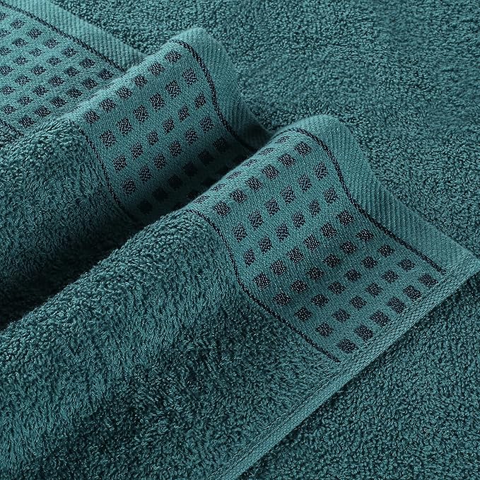 GLAMBURG 100% Cotton 2 Pack Oversized Bath Towel Set 28x55 Inches, Ultra Soft Highly Absorbant Compact Quickdry & Lightweight Large Bath Towels, Ideal for Gym Travel Camp Pool - Teal