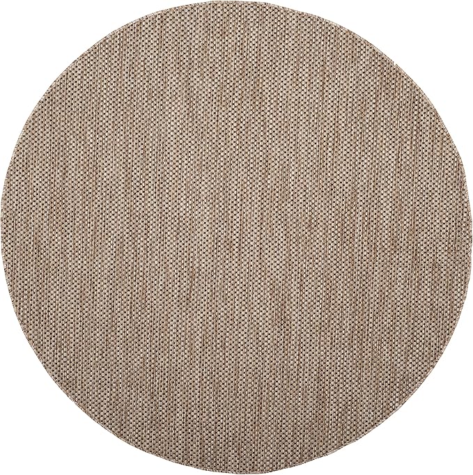 SAFAVIEH Washable Rug Outdoor Courtyard Collection - 10' Round, Aqua Blue & Grey, Non-Shedding & Easy Cleaning, Ideal for Patio, Backyard, Mudroom (CY8521-37312)