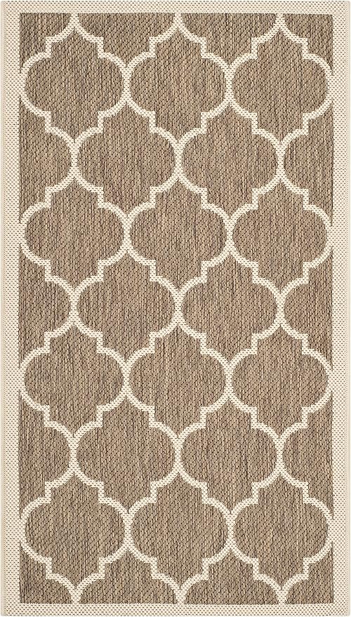 SAFAVIEH Washable Rug Outdoor Courtyard Collection - 2' x 3'7', Brown & Bone, Non-Shedding & Easy Cleaning, Ideal for Patio, Front Door, Entryway, Doormat (CY6914-242)
