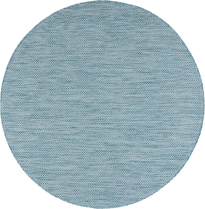 SAFAVIEH Courtyard Collection 6'7'' Round Aqua/Grey CY8521 Indoor/ Outdoor Patio Backyard Mudroom Area Rug