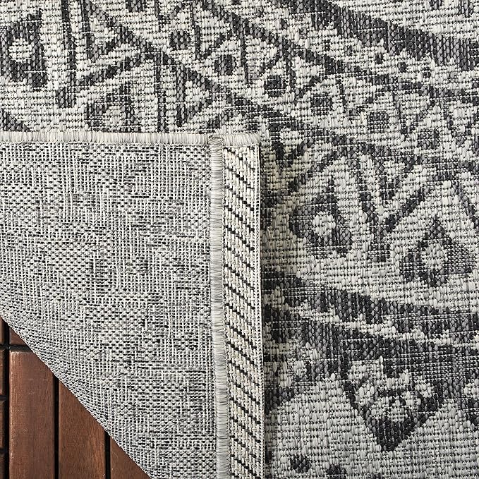 SAFAVIEH Courtyard Collection 8' x 11' Light Grey/Black CY8734 Indoor/ Outdoor Waterproof Easy Cleaning Patio Backyard Mudroom Area Rug